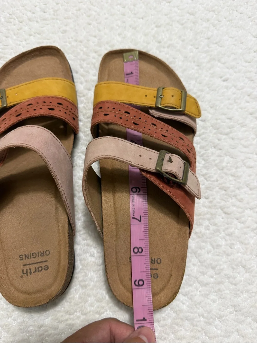 Earth Origins Orono Felix Adjustable Slide Sandals Amber Yellow Women’s Size 7